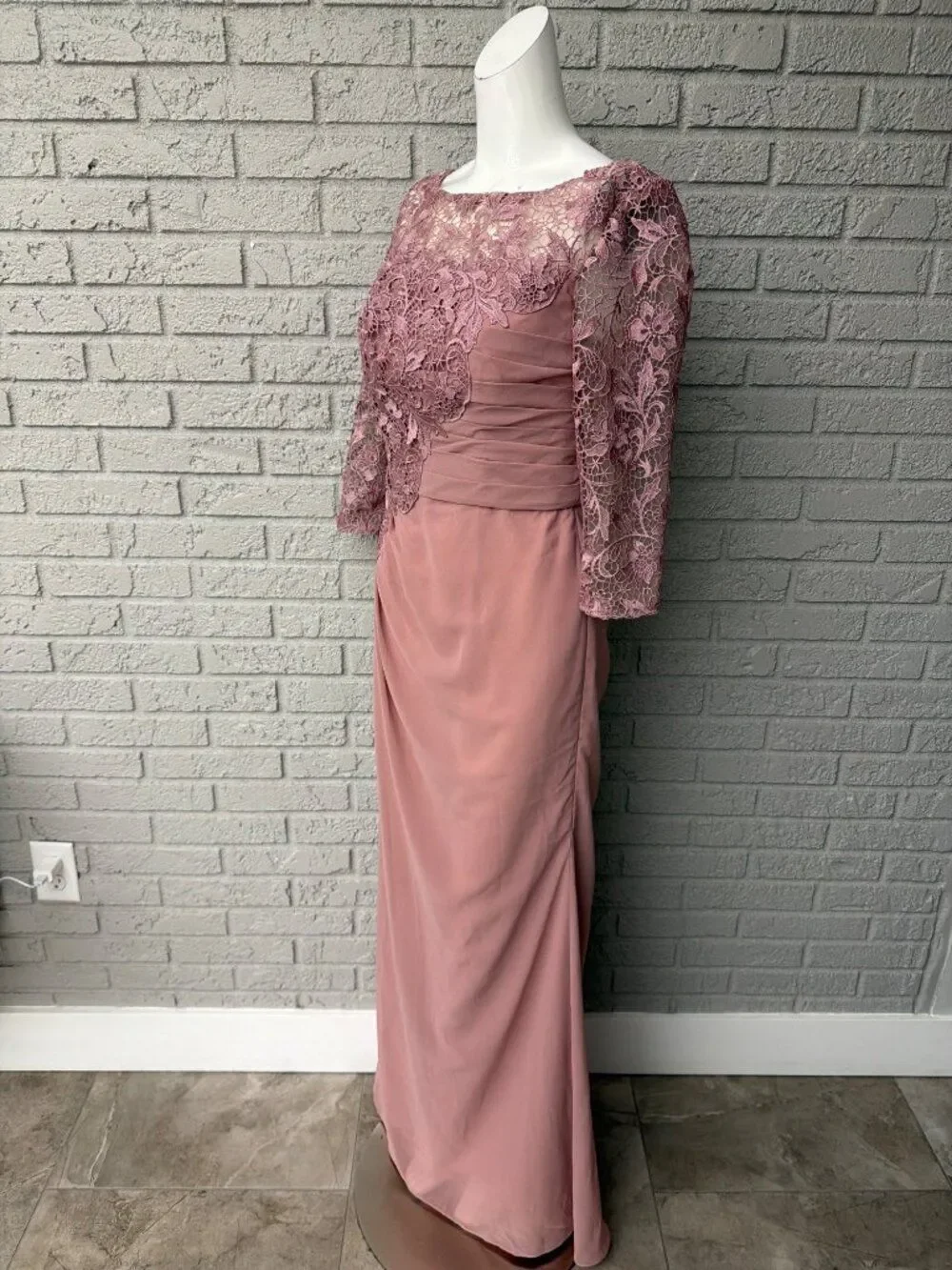 AW Bridal Zephyr Women Mauve Mist Lace Chiffon Mother of the Bridal Dress Size 8